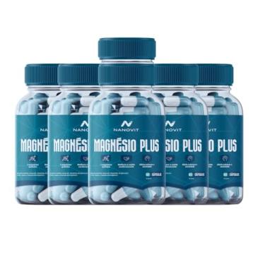 Imagem de Kit 6 Magnésio Plus - 5 em 1 Quelato 100% Natural 60 caps Nanovit