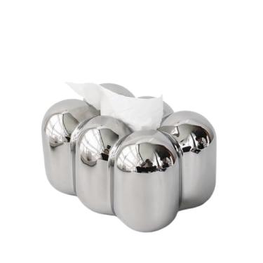 Imagem de Porta-lenços prata caixa de lenços de cerâmica sala de estar mesa de centro caixa de decoração de mesa suporte de caixa de lenços (prata)