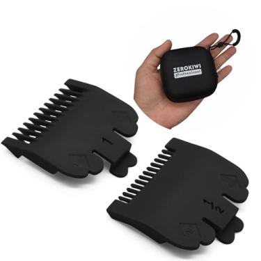 Imagem de 2 peças de pentes guia de fixação para aparador de cabelo profissional, 1/40.6 cm, 1/20.3 cm, 1,5 mm, 3 mm, compatível com Wahl padrão de tamanhos completos Magic Clip Senior 8148 1919 (Preto)