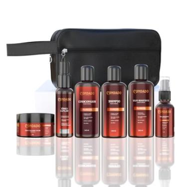 Imagem de Kit Completo Condado 7 Itens Barba e Cabelo Fortificante Hidratação Nutrição Shampoo Condicionador Creme Óleo Tônico Fortificante Balm + Necessaire (Floresta (Amadeirado) + Necessaire Preta)