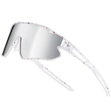 Imagem de DUCO Óculos de sol infantis de beisebol juvenil, leve, armação TR90, UV400, óculos de sol esportivos para meninos e meninas DK268 (armação branca, vermelho, azul, lente prata Revo)