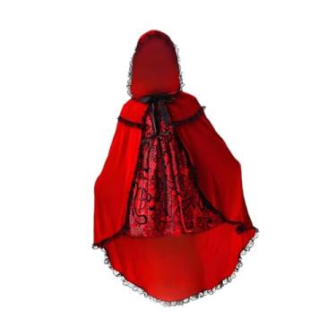 Imagem de kowaku Fantasia de Chapeuzinho Vermelho para meninas, traje de Natal com capuz, roupa para festival, dia crianças, brincadeira imaginativa, 2 Acessórios