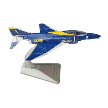 Imagem de menolana Modelo de brinquedo de caça em escala 1/144 com base de exibição, avião simulado realista, modelo de aeronave de liga para prateleira de escritório e, Azul