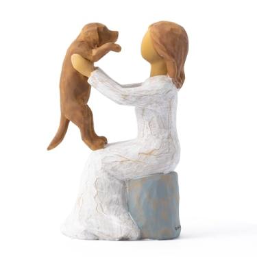 Imagem de C1krint Estatuetas Love My Dog - Cão com anjo pintado à mão estátua esculpida decoração de mesa para amantes de animais de estimação, sala de casa, escritório, mesa, Natal, aniversário, festa