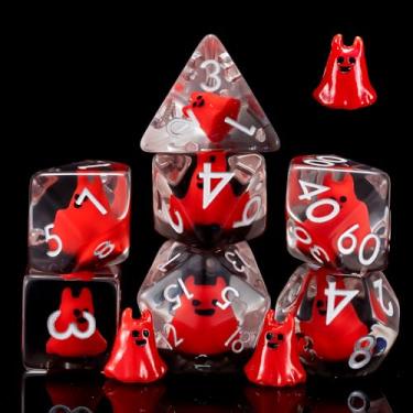 Imagem de Polyhedral D&D Dice Red Sprite Dice,Resin DND Dice Set for Dungeons and Dragons MTG RPG Board Games