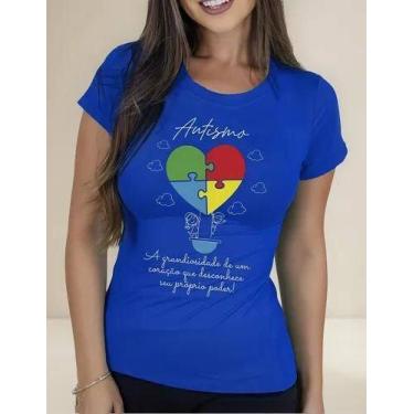 Imagem de Camiseta Camisa Algodão Feminina Masculina Adulto Campanha Abril Azul 