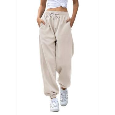 Imagem de Calça de moletom feminina Gvraslvet, cintura alta, preta