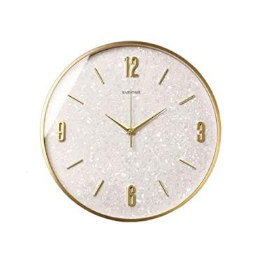 Imagem de WYUYIWH Relógios de parede 30,5 cm/35,5 cm moderno minimalista relógio de sala de estar casa criativa decoração de parede leve luxo relógio de cobre decoração relógio (tamanho: M)