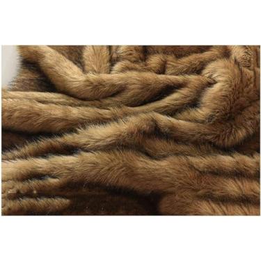 Imagem de Tecido de pele artificial para artesanato DIY, 180 x 50 cm de espessura, castanho, esponjoso, tecido de pele de raposa artificial para decoração de disfarces, acessórios, pano de fundo, colar de