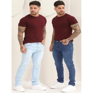 Imagem de Kit 2 Calças Masculina Jeans Skinny Lisa Básica Com Elastano - Amar De