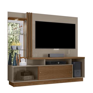 Imagem de Estante de TV 60 Pol 200cm Sala de Estar Lumari Fendi/Naturale M20 - D'Rossi