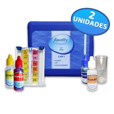 Imagem de Kit com 2 Estojos De Teste Análise de Ph Cloro e Alcalinidade Para Pis