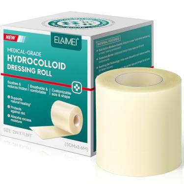 Imagem de Rolo hidrocolóide para tratamento de feridas, bandagens hidrocolóides grandes de grau médico de 5 cm x 3,6 m com autoadesivo, ultra absorvente e impermeável, formato de tamanho faça você mesmo, kit