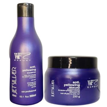 Imagem de Kit Shampoo e Creme Máscara para Cabelos Brancos,Loiros, Grisalhos e Platinados WF Jet Silver 550ml