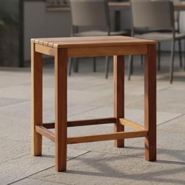 Imagem de Banqueta Baixa Ripada - Madeira Maciça, Envernizada, Área de Lazer, Cozinha