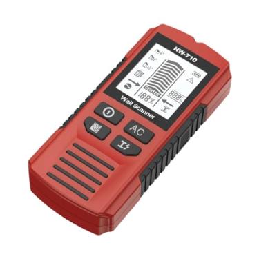 Imagem de Baoblaze Localizador de pinos de parede com alarme de áudio para borda central de fios CA ao vivo, calibração automática, display LCD multiuso, Vermelho