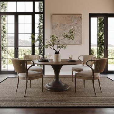 Imagem de Nuloom Selma Tapete de juta de lã listrado de 6 x 15 cm para sala de jantar, sala de estar, entrada, corredor, preto