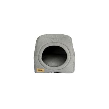 Imagem de Cama iglu toca para cachorro e gato, cama 2x1 para cachorro ou gato com almofada, Cor Cinza TAM. M