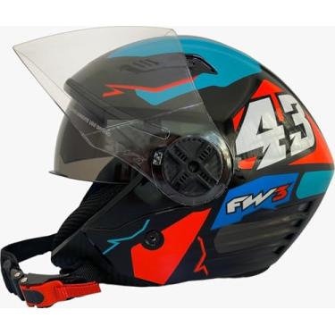 Imagem de Capacete Fw3 X Open Fox Com í culos Interno Aberto Top - Azul - 58