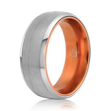 Imagem de EMBR Anel de tungstênio: alianças de casamento de 6 mm e 8 mm com acabamento fosco escovado, bordas chanfradas de alto polimento, joia confortável sem cobalto para homens e mulheres – Anel de