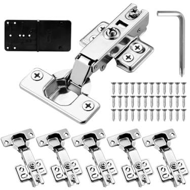 Imagem de XUANYILAN Pacote com 6 dobradiças para portas de armário, dobradiça oculta de 35 mm, dobradiças de armário com 36 parafusos e chave de fenda para armário de cozinha 100-105°