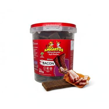 Imagem de Petisco Bifinho Amiguitos 500g – Super Premium Cães Sabor Bacon Macio, Sem corantes