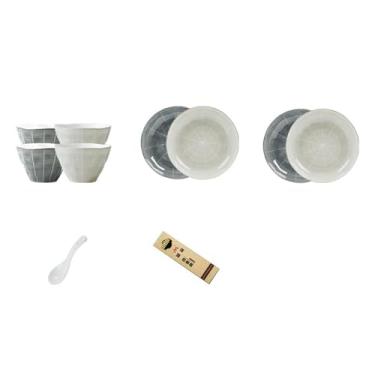 Imagem de Pratos de cerâmica criativos sob o vidrado requintados utensílios de mesa frescos para uso doméstico - conjunto de 16 peças [Lite]