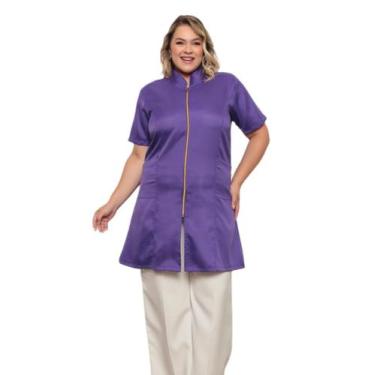 Imagem de Jaleco Feminino Roxo MALTA Oxford Premium Plus Size Zíper - gardenia j