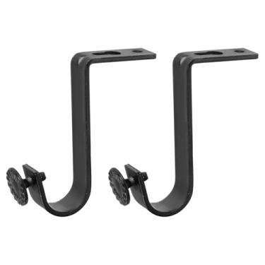 Imagem de Generic 2 peças de suportes de varão de cortina de metal para montagem no teto, preto, haste de 2 cm, suporte de parede
