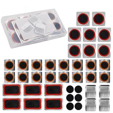 Imagem de Kit de reparo de pneu de bicicleta, 30 peças de remendos de pneu Kit de reparo de perfuração de pneu de bicicleta com 6 peças de adesivos de perfuração sem cola e raspas de metal para reparo de pneu