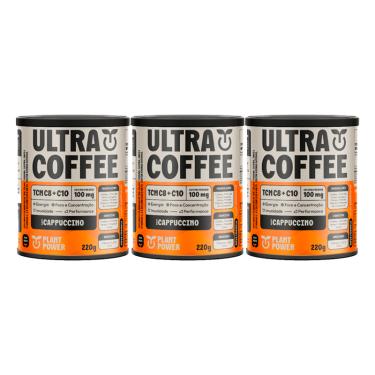 Imagem de Kit 3X: Ultracoffee Cappuccino Vegano com Vitaminas 220g
