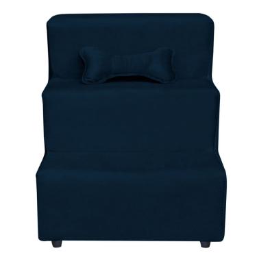 Imagem de Escadinha Pet 3 Degraus Cachorro E Gato Veludo Azul Marinho