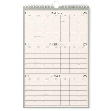 Imagem de Karto Calendário de parede de 3 meses 2026 - vertical 28 x 43 cm de janeiro de 2026 a junho de 2027 - Aumente sua produtividade e planejamento fácil com o calendário mensal estético - Cor Boho