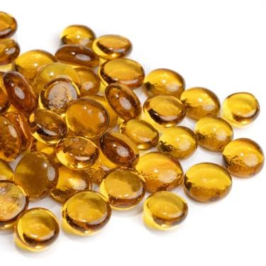 Imagem de Mármores de vidro, contas de vidro planas transparentes e lisas de 400 g para vasos, pedrinhas de mosaico para decoração de aquário, arranjos florais, pedras Mancala, enchimento de vaso e artesanato