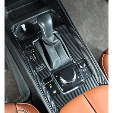 Imagem de Birbenben Capa de console central para Mazda CX50 2025 2024 2023, não para CX 50 Hybrid, 3 peças de fibra de carbono para painel de câmbio de marchas proteção de acabamento, moldura de console para