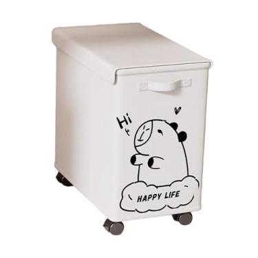 Imagem de Generic Carrinho de utilidades embaixo da mesa com tampa e rodas, recipiente prático de armazenamento móvel para carrinho de rodinhas para escritório e casa, White Capybara L