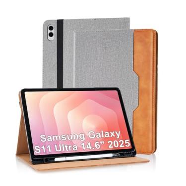 Imagem de Varohix Capa para Samsung Galaxy S11 Ultra 37.1 cm 2025 (SM-X936B/SM-X930) couro PU com suporte para caneta S, capa flip com alça de mão para Galaxy S11 Ultra com bolsos, proteção de visualização em