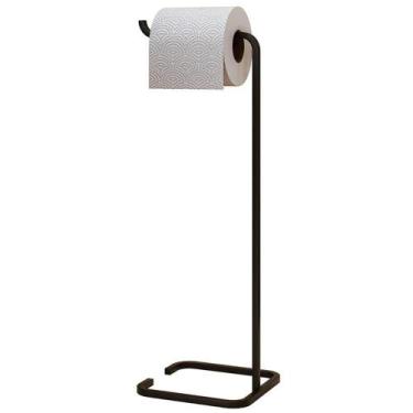 Imagem de Papeleira Porta Papel De Chão Lovell Banheiro Lavabo Preto Dhom Preto 