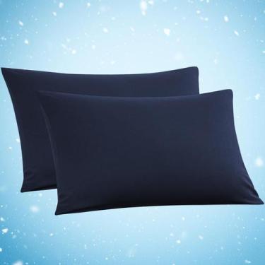 Imagem de Fronha Avolare Cooling tamanho padrão azul marinho (51x66cm)