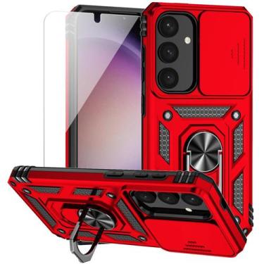 Imagem de Capa de telefone M MAIKEZI Samsung Galaxy S25 6.2" vermelha militar