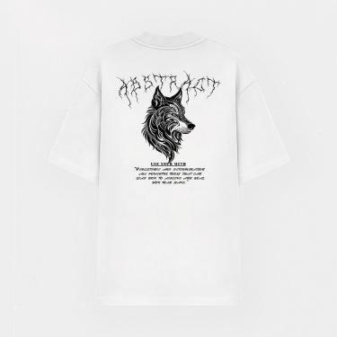 Imagem de Camiseta Oversized Abstract Streetwear Estampada Lobo And Determination-Unissex