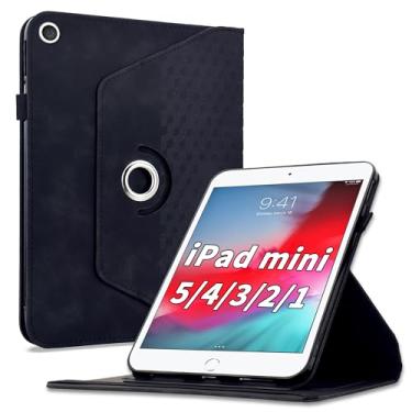 Imagem de Varohix Capa para iPad mini 5 2019, iPad mini 4 2015, rotação de 360 graus, capa protetora de couro PU com suporte para cartão e alça de ombro para iPad mini 5/4/3/2/1 mulher homem, preta