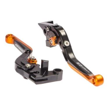 Imagem de Par Manete Esportivo Articulado Moto F 750 Gs Preto Laranja - Especiai