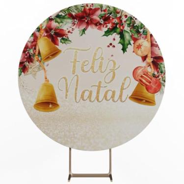 Imagem de Painel Redondo Feliz Natal 1,5m em Tecido com Elástico (Color 07)