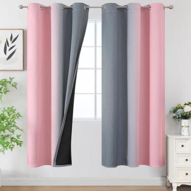 Imagem de Cortinas Estelar Textiler Ombre Cinza Rosa 107 cm de comprimento