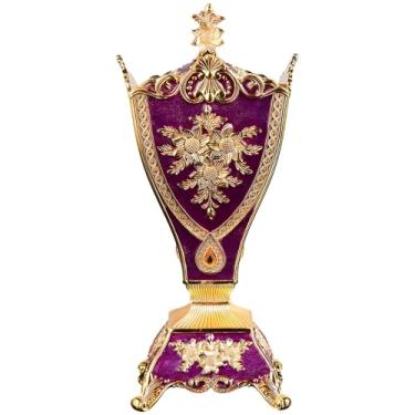 Imagem de LUMINFLY Queimador de incenso de carvão de liga de zinco, design floral vintage, 26 cm de altura, peça decorativa estética para casa