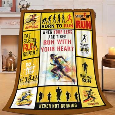 Imagem de Cobertor de corrida cobertor esportivo de flanela para decoração aconchegante de lã felpuda quente macia leve presentes para meninas, mulheres, homens, meninos, sofá, 152 cm x 127 cm