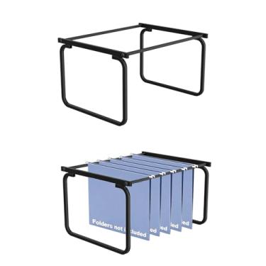 Imagem de XINWXSS Conjunto de 2 pastas de arquivo de metal de 43 cm, suporte organizador de pastas de arquivo suspensas de 32,8 cm, cabe em pastas de arquivo suspensas de 32,8 cm, suporte de pastas suspensas