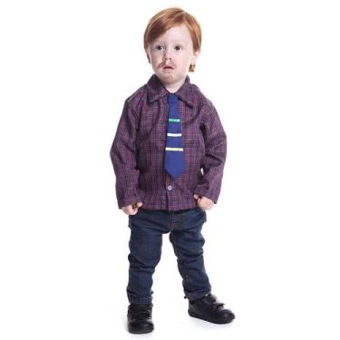 Imagem de Fantasia Junina Bebê Camisa Xadrez com Gravata Azul - Sulamericana, UN