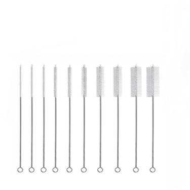 Imagem de Limpadores de cachimbo, conjunto de escovas de limpeza de palha de aço inoxidável - pacote com 10 com comprimentos de 20,3 cm/30,5 cm, 10 especificações para copos com bico, garrafas de água, tubos